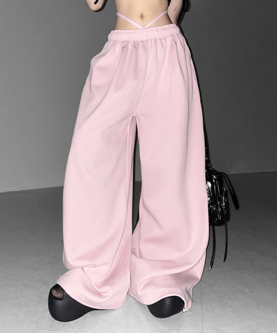 ウエストストリングタックワイドスウェットパンツ ／ waist string tack wide sweat pants