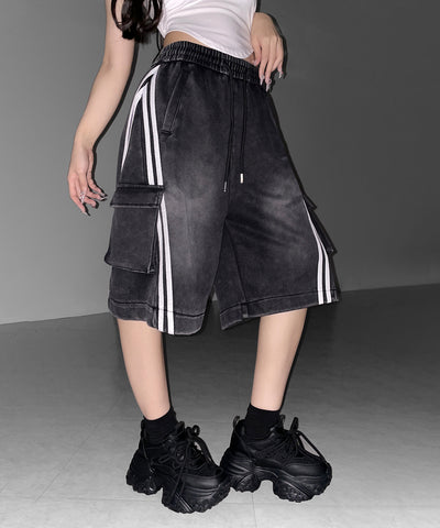 サイドラインヴィンテージワイドカーゴスウェットハーフパンツ / sideline vintage wide cargo sweat half pants