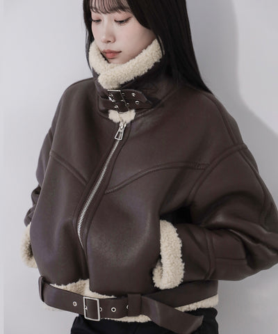 B-3ヴィンテージレザーボアムートンジャケット ／ B-3 vintage leather boa mouton jacket