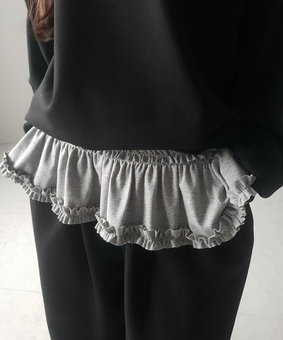 【 ３color 】裾フリルレイヤード長袖トップス ／ hem frill layered long sleeve tops