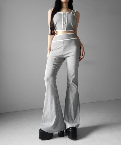 【 セットアップ】フロントボタンパイピングビスチェ＋ フレアパンツ ＳＥＴ ／ 【 SETUP 】front button piping buister ＋ flare pants SET