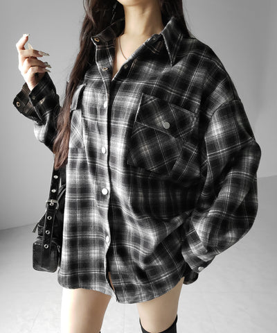 ブラックチェックオーバーフランネルシャツ ／ black check over flannel shirts