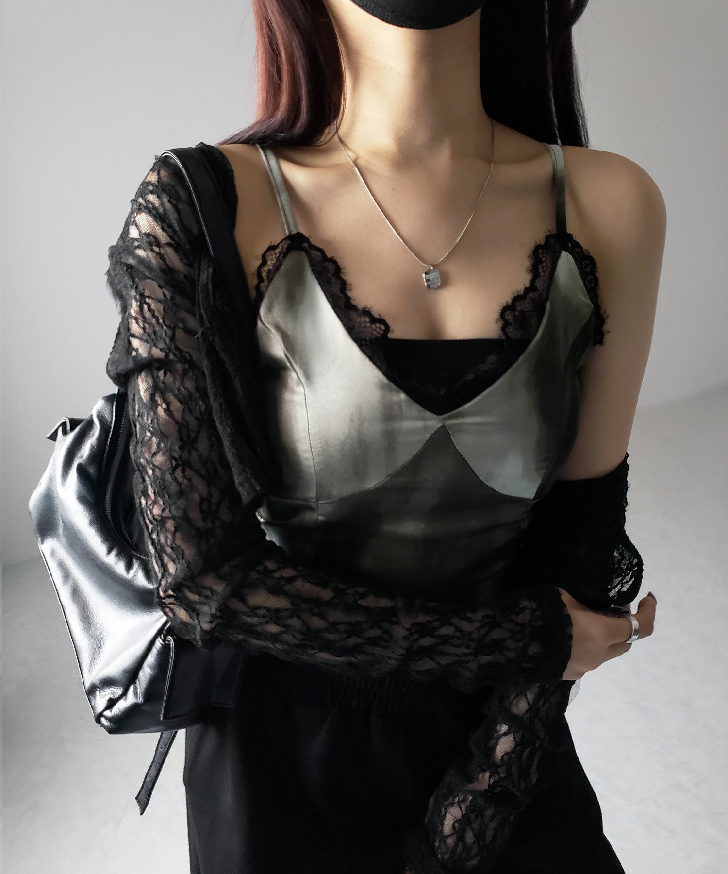 レースタイダイサテンランジェリーキャミソール ／ lace tie dye satin lingerie camisole