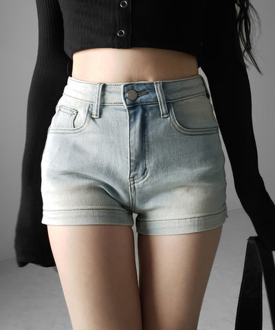 ハイウエストストレッチデニムタイトショートパンツ ／ high wast stretch denim tight short pants