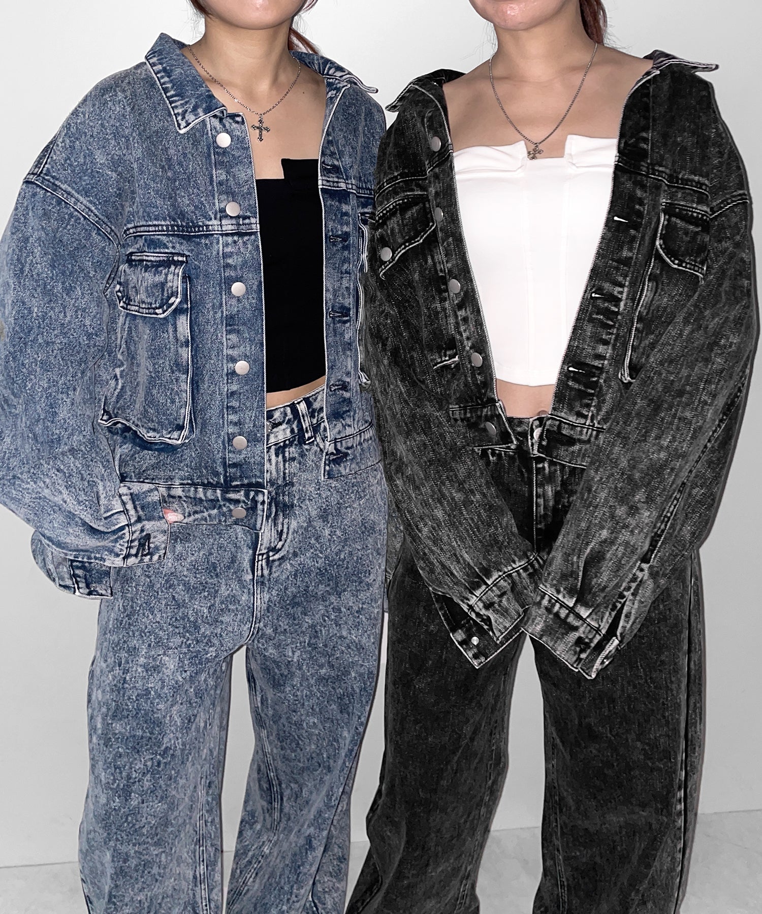 【 セットアップ着用可能 】ヴィンテージケミカルブリーチストレートワイドデニム ／ vintage chemical bleach straight wide denim