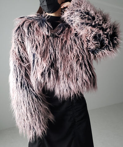 【 ２color 】グラデーションシャギーファーモンスターボリュームコート／ gradation shaggy fur monster volume coat