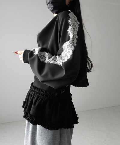 【 ３color 】裾フリルレイヤード長袖トップス ／ hem frill layered long sleeve tops