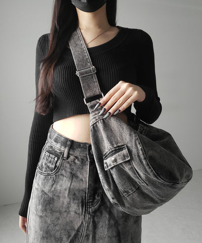 【 ２color 】ブラックタグヴィンテージデニムショルダーバッグ ／ black tag vintage denim shoulder bag