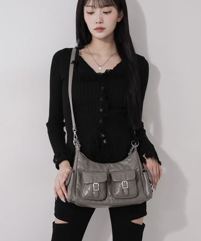 【 ２WAY 】アウトポケットキルティングチェーンショルダーバッグ ／ 2WAY out pocket quilting chain shoulder bag