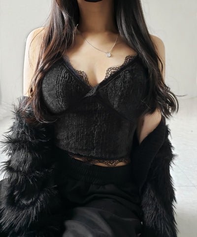 【 カップ付き 】シャギーファーショートビスチェキャミソール ／ shaggy fur short bustier camisole