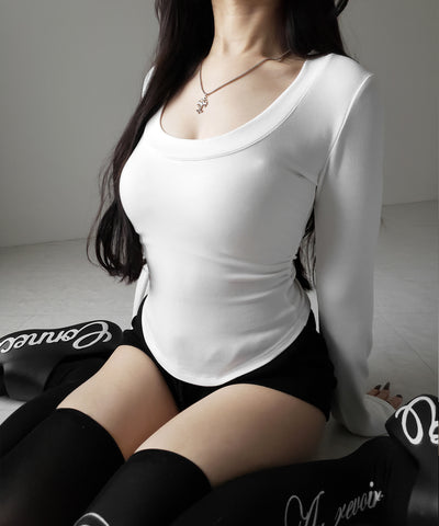 UネックスーパーフィットスリムロンT ／ U-neck super fit slim long sleeve T-Shirt