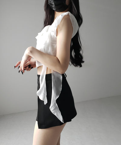 【 ２color 】レイヤードマイクロミニスカパン ／ layered micro mini skirt pants