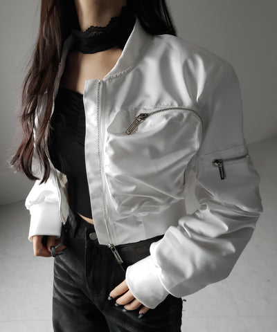【 ２color 】アウトポケットジップアップショートブルゾン ／ out pocket zip up short blouson