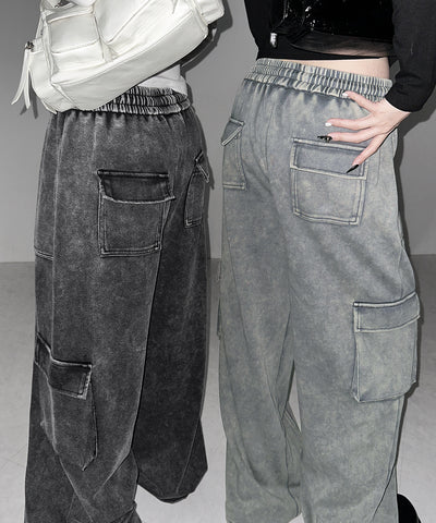 ピグメントヴィンテージヘビーワイドカーゴスウェットパンツ ／ pigment vintage heavy wide cargo sweatpants