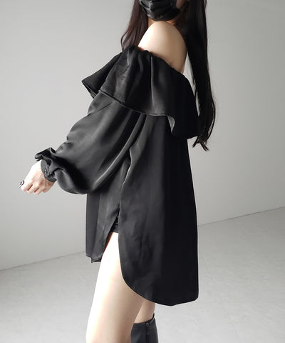【 ２color 】オフショルダーフリルオーバーミニワンピース ／ off shoulder frill over mini onepiece