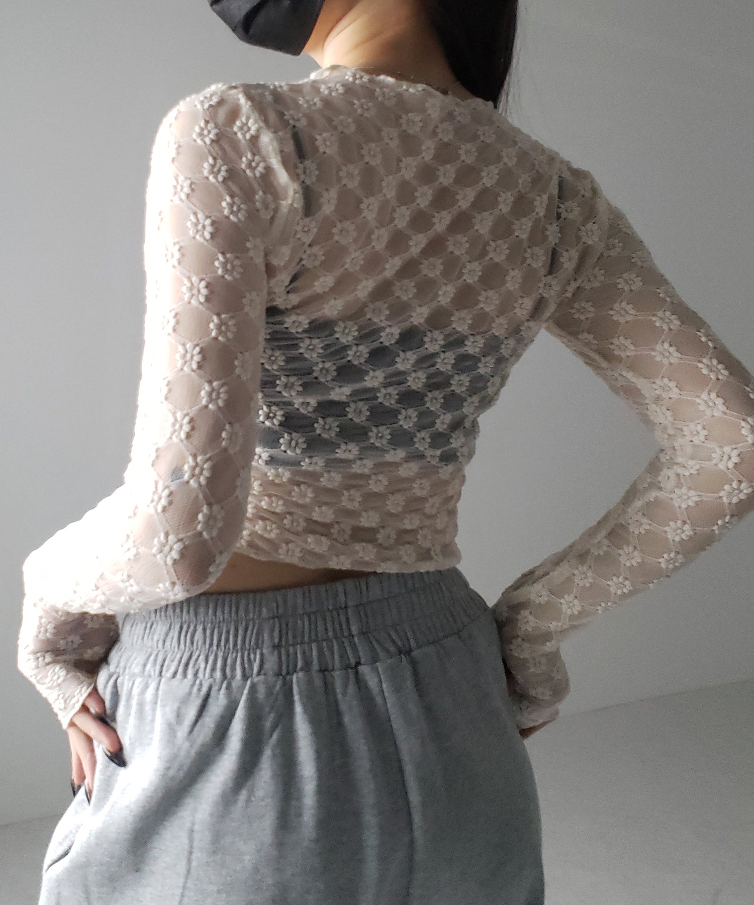 【 ２color 】デイジーレースチュールシアートップス ／ daisy race tulle sheer tops