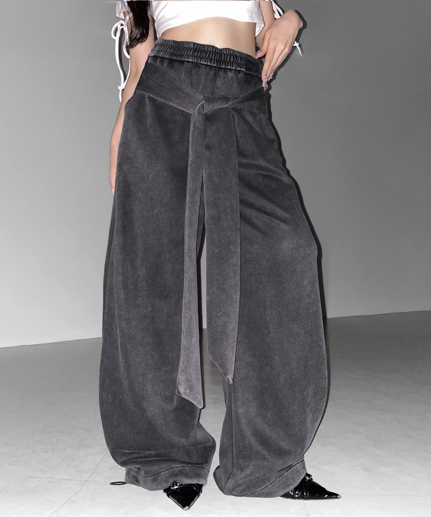 フェイクレイヤードピグメントスウェットワイドパンツ ／ fake layered pigment sweat wide pants