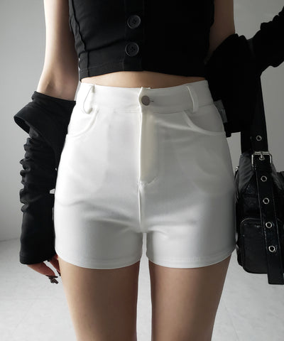 【 ２color ／４size 】ハイウエストタイトスパンショートパンツ ／ high waist tight span short pants
