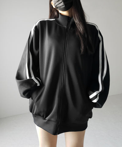 【 無地／配色を選べる２color 】サイドラインオーバーサイズトラックジャケット ／ sideline oversize track jacket