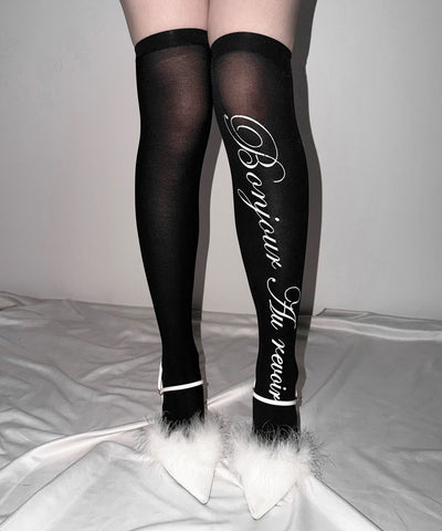【 選べる３柄アソート 】レタリングロゴシアーニーハイソックス ／ lettering logo sheer knee high socks