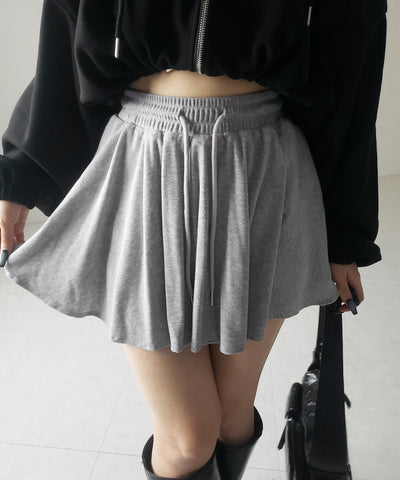 【 ３color ／インナーパンツ裏地付 】ハイウエストカットフレアミニスカート ／ High waist cut flare mini skirt