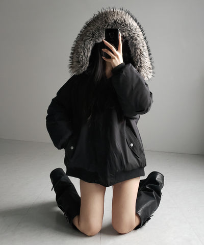 フェイクファーフーディビッグダウンジャケット ／ fake fur hoodie big down jacket