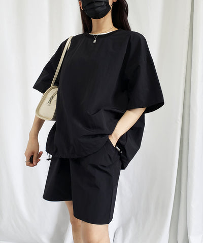 【 上下セットアップ／５色展開 】ワッシャーナイロンプルオーバー＆ショートパンツ SET