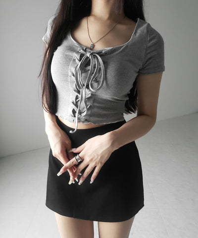 【 ２color ／ ３size 】サイドスリットレイヤードスウェットミニスカパン ／ side slit layered sweat mini skirt pants