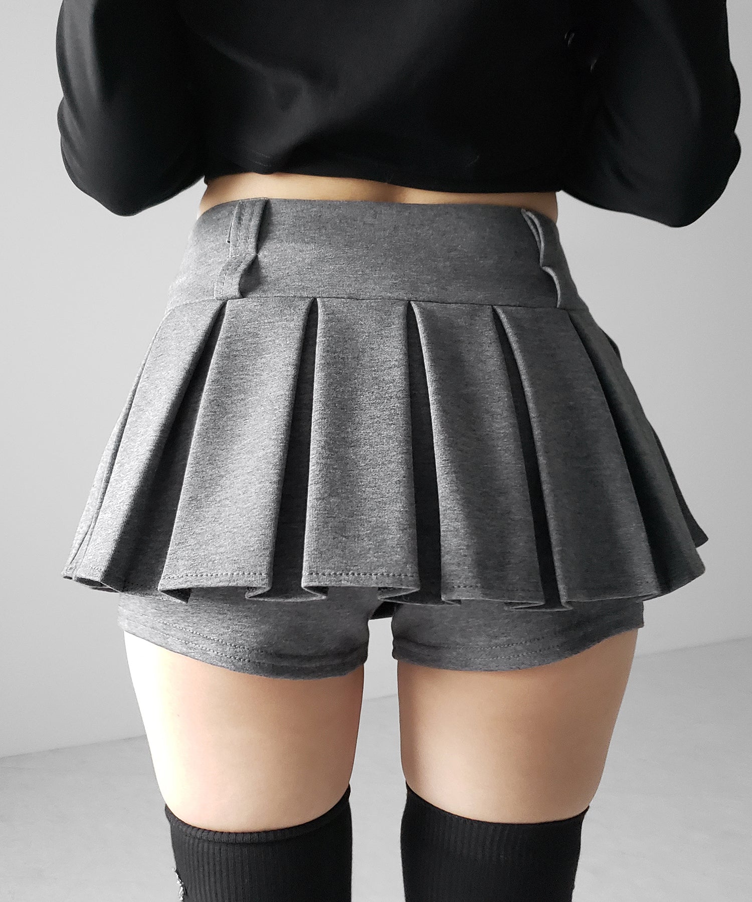 【 インパン裏地付 】プリーツスウェットマイクロミニスカパン ／ plests sweat micro mni skirt pants