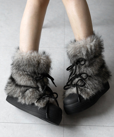 【 ２color 】ボリュームフェイクファーブーツ ／ volume fake fur boots
