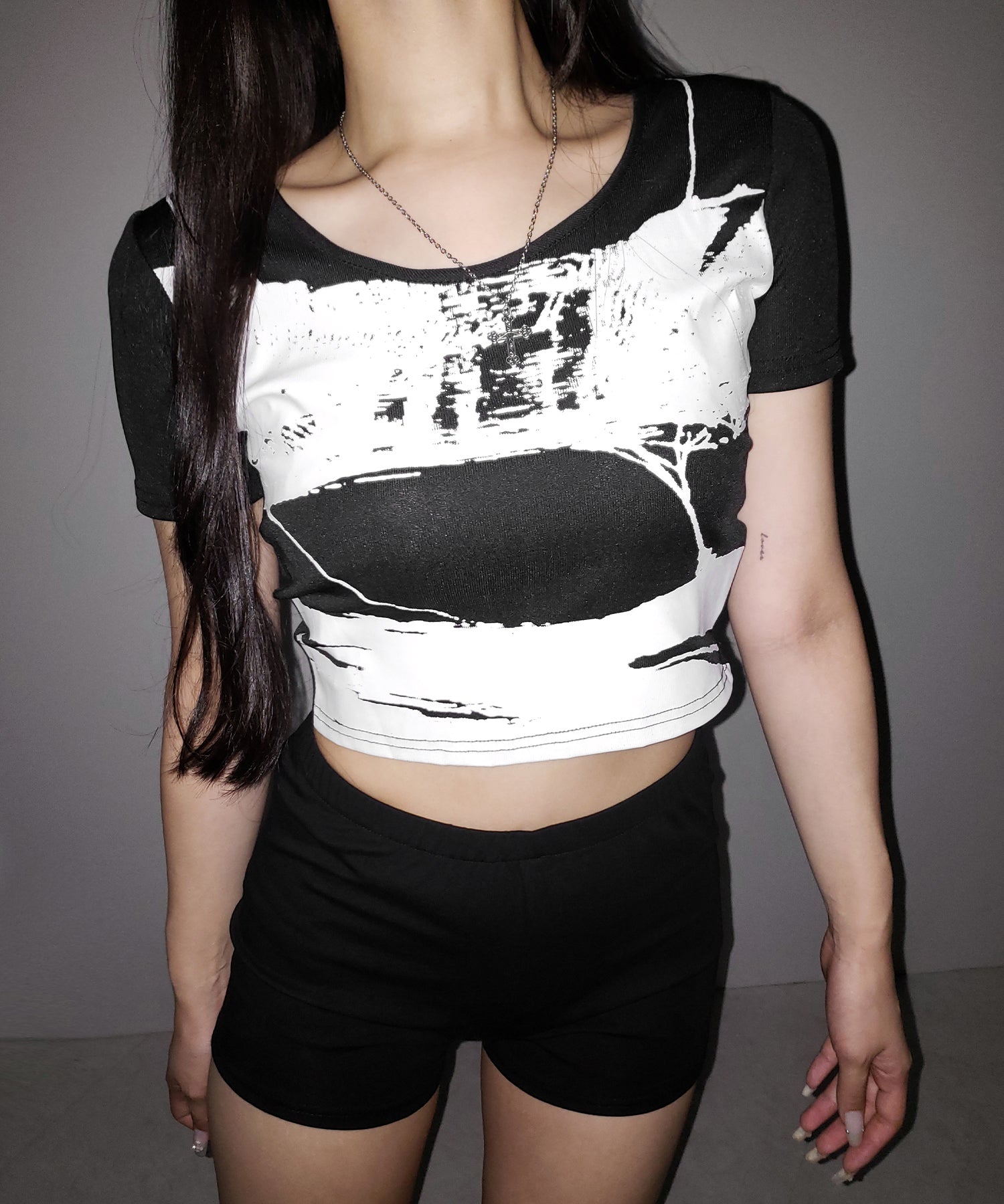 ヴィンテージプリント半袖ショートリブＴシャツ ／ vintage print short sleeve short lib t-shirt
