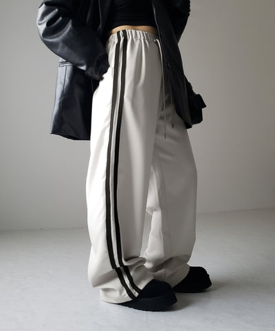 【 ３size／３color 】２WAYドロストサイドラインルーズトラックワイドパンツ