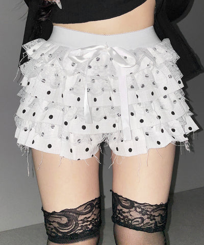 ドットレースフリルショートパンツ ／ dot lace frill short pants