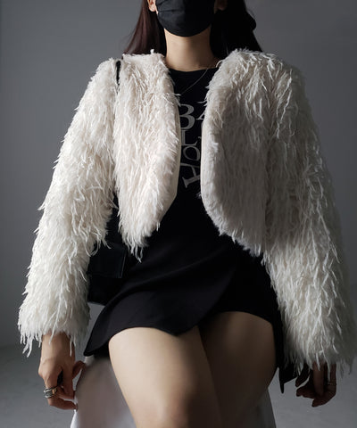 【 ４color 】ムードフェザーワイドスリーブショートカーディガン／ mood feather wide sleeve short cardigan