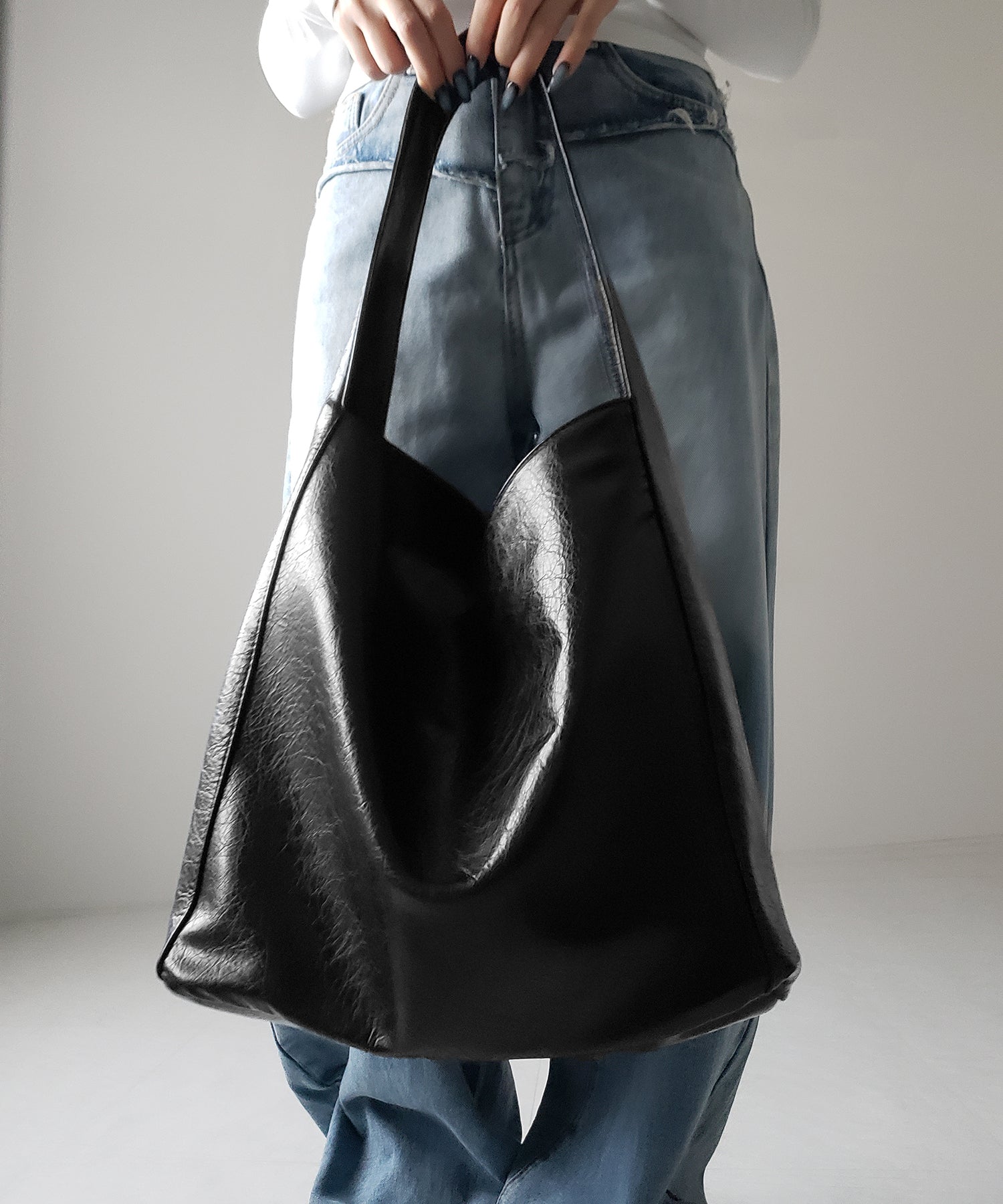 【 ２color ／ 大容量 】フェイクシボレザーワンハンドルショルダーバッグ ／ fake shibo leather onehandle shoulder bag