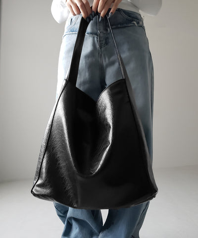 【 ２color ／ 大容量 】フェイクシボレザーワンハンドルショルダーバッグ ／ fake shibo leather onehandle shoulder bag