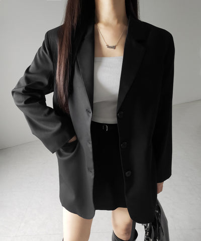 【 セットアップ 】オーバーサイズテーラードジャケット ＆ ハイウエストミニスカパン SET ／ oversize tailored jacket & high waist mini skirt pants SET
