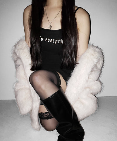 【 ２color 】グランジロゴバッククロスキャミソールトップス ／ grunge logo back logo camisole tops