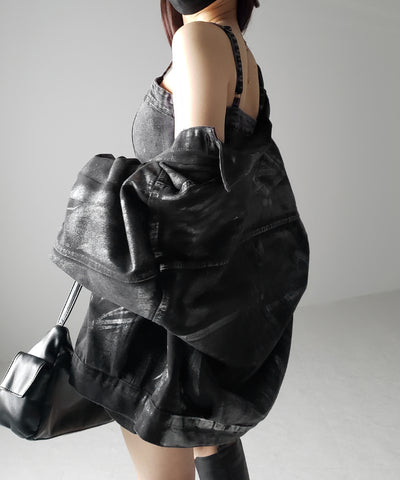 【 ２color 】ウォッシュデニムハイウエストミニキャミワンピース ／ wash denim high waist mini cami onepiece