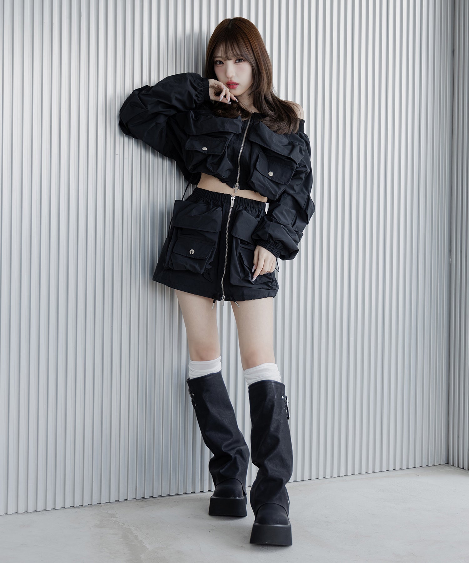 【 ２color 】ベルテッドヴィンテージ厚底カバーロングブーツ ／belted vintage platform cover long boots