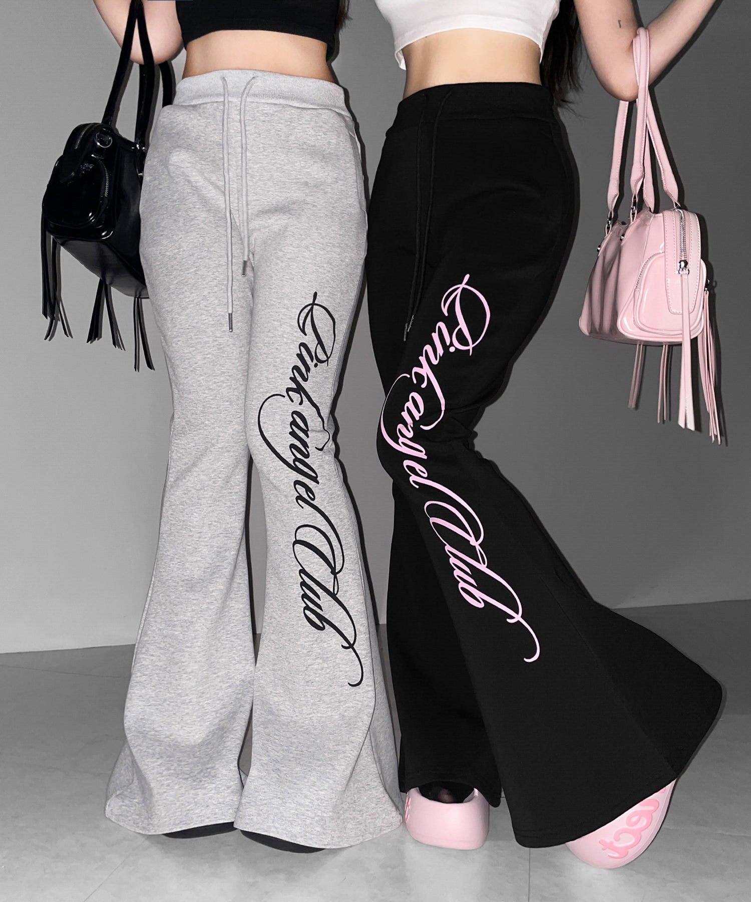 【 PINK ANGEL CLUB 】レタリングロゴスウェットフレアパンツ ／ PINK ANGEL CLUB lettering logo sweat flare pants