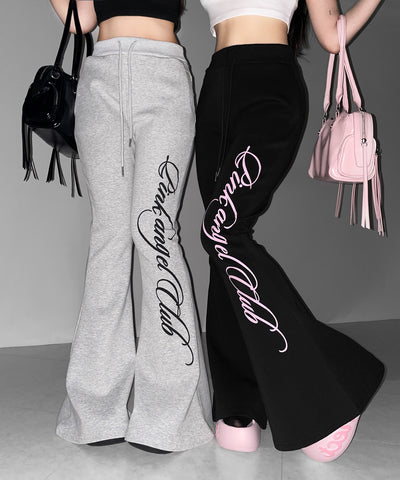 【 PINK ANGEL CLUB 】レタリングロゴスウェットフレアパンツ ／ PINK ANGEL CLUB lettering logo sweat flare pants