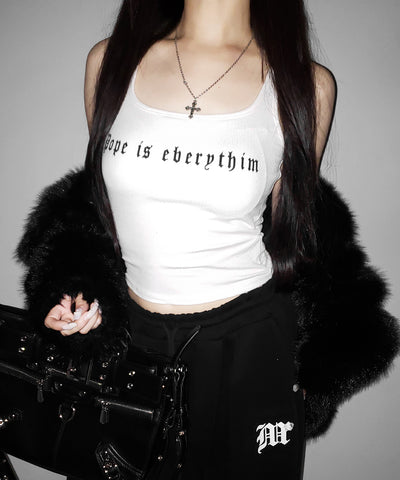 【 ２color 】グランジロゴバッククロスキャミソールトップス ／ grunge logo back logo camisole tops