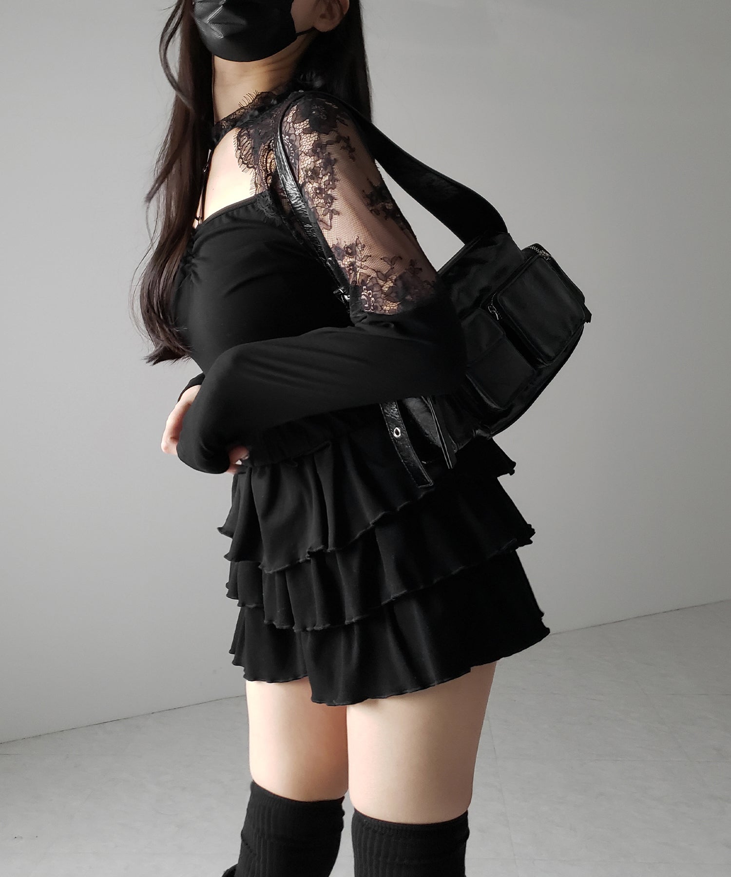 【 １color 】Y‐ストラップチョーカーレースドッキングトップス ／ Y-strap choker lace docking tops