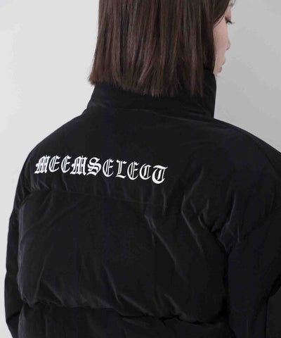 【 限定先行販売 】grunge logo embroidery short puff down jacket