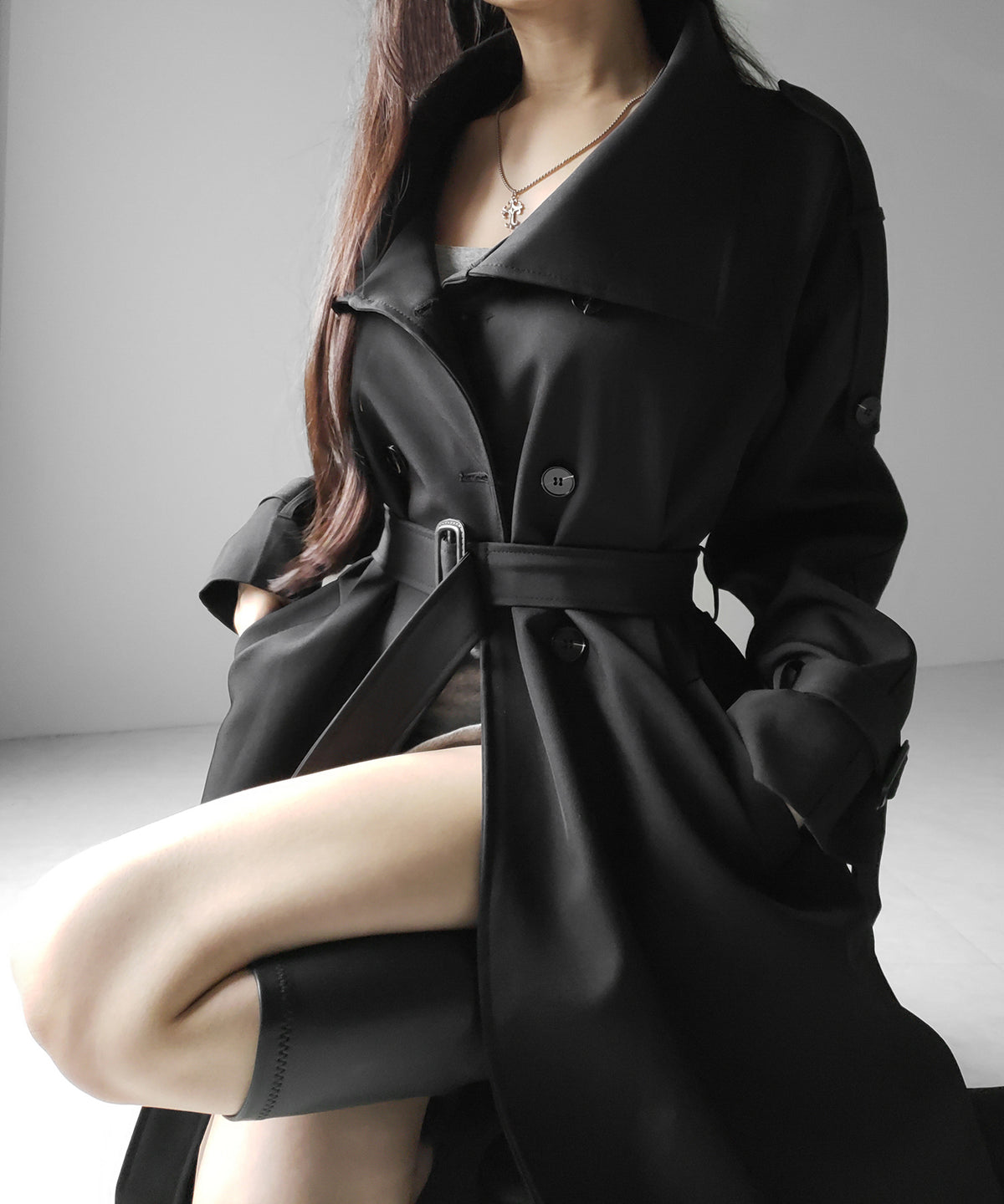 ２WAYスタンドカラーオーバーロングトレンチコート ／ 2WAY stand collar over long trench coat