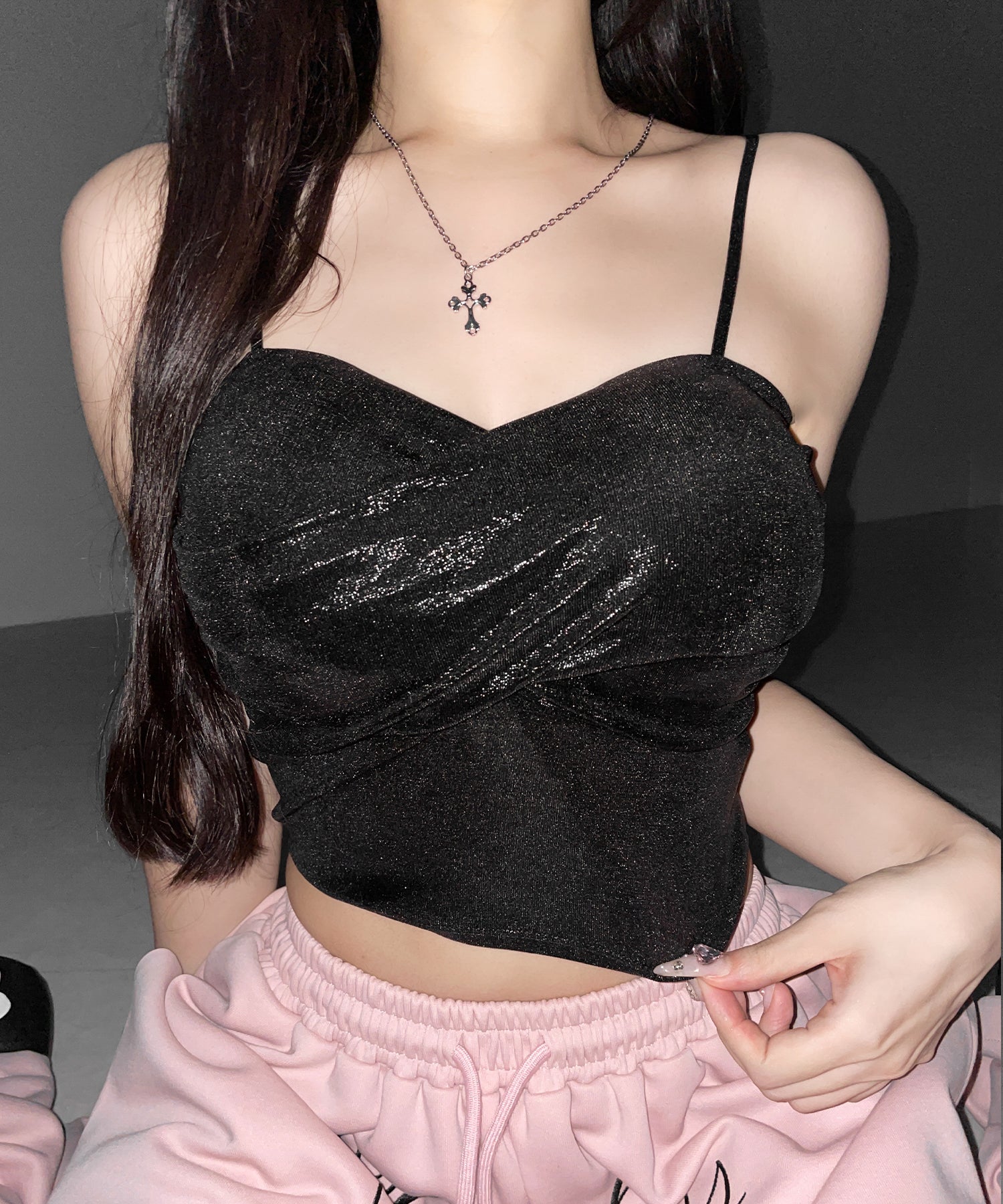 メタリックドレープビスチェキャミソール ／ metallic drape bustier camisole