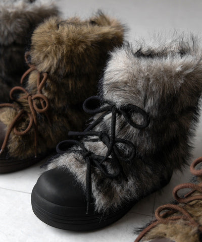【 ２color 】ボリュームフェイクファーブーツ ／ volume fake fur boots