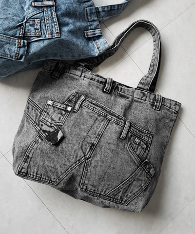 【 ２color 】ヴィンテージドッキングウォッシュデニムバッグ ／ vintage docking washed denim bag