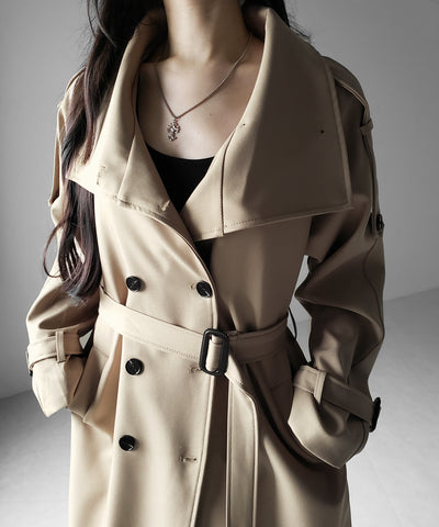 ２WAYスタンドカラーオーバーロングトレンチコート ／ 2WAY stand collar over long trench coat